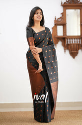 Demanding Jaquard Black Color Silk Saree