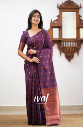 Demanding Jaquard Purple Color Silk Saree