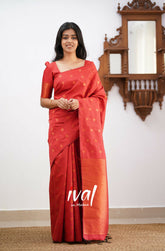 Demanding Jaquard Red Color Silk Saree