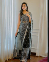 Adorable Bollywood Style Sequence Work Black Color Saree
