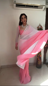 Beautiful Light Pink Color Ready To Wear Saree