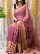 Gorgeous Border Peach Color Ready To Wear Saree