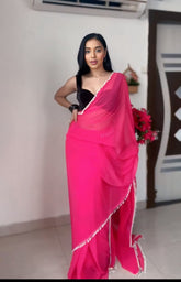 Demanding Pink Color Ready To Wear Silk Saree