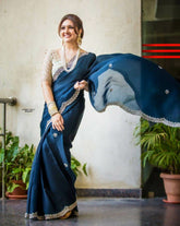 Good Looking Georgette Silk Blue Color Silk Saree