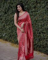 Exotic Banarasi Silk Red Color Saree