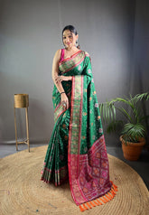 Exclusive Green Color Patola Silk Saree