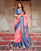Blissful Off Pink Color Digital Printed Saree