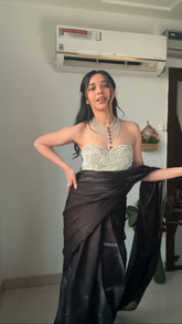 Wonderful Ready To Wear Jimmy Chu Black Color Saree