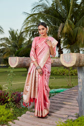 Elegant Pink Color Kanjivaram Silk Saree