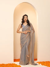 Presenting Grey Color Teby Silk Saree