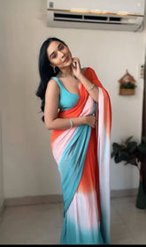 Charming Georgette Ready To Wear Multi Color Saree