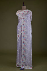 Demanding Organza Purple Color Saree