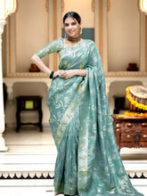 Marvelous Banarasi Soft Silk Sky Blue Color Saree