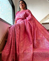 Charming Banarasi Soft Silk Pink Color Saree