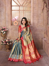 Preferable Banarasi Tissue Silk Teal Blue Color Saree