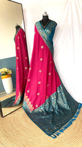 Flattering Dual Tone Silk Pink Color Saree