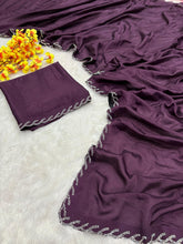 Glorious Hand Jarkan Work Wine Color Saree