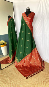 Flattering Dual Tone Silk Green Color Saree