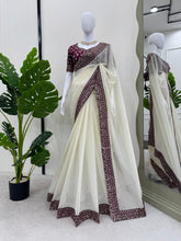 Captivating Crunchy Silk White Color Saree