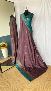 Flattering Dual Tone Silk Brown Color Saree