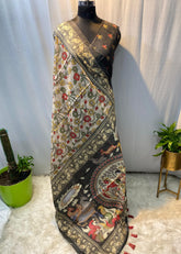 Precious Kalamkari Digital Print Black Multi Color Saree