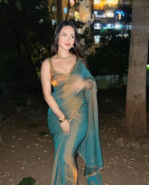 Green Color Lovely Frandy crush Saree