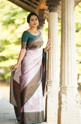 Glossy Jaquard Baby Pink Color Silk Saree