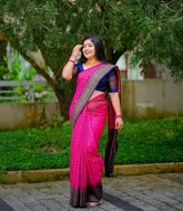 Opulent Jaquard Pink Color Silk Saree
