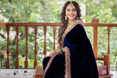 Opulent Velvet Navy Blue Color Silk Saree
