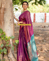 Unique Lichi Silk Purple Color Saree
