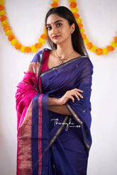 Exotic Jaquard Blue Color Silk Saree