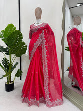 Stunning Tibby Silk Pink Color Saree