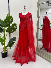 Beautiful Soft Net Red Color Saree