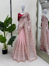 Wedding Wear Pink Color Sequence work Saree