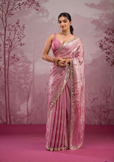 Fantastic Glitter Dori Work Pink Color Saree
