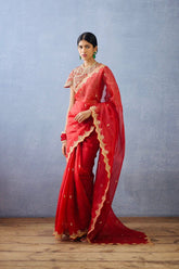 Occasion wear Silk Red Color Saree