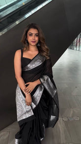 Good Looking Kota Silk Black Color Saree