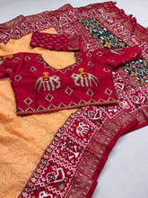 Exclusive Lucknowi Embroidered Work Orange Color Saree