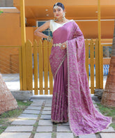 Ravishing Floral Design Pink Color Saree