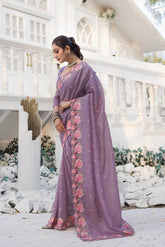 Delightful Crush Silk Purple Color Saree