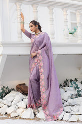 Delightful Crush Silk Lavender Color Saree