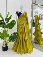 Function Wear Thread Work Mustard Color Saree