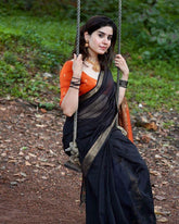 Wonderful Black Color Jacquard Silk Saree