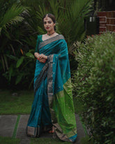 Wonderful Rama Color Jacquard Silk Saree