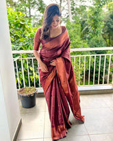 Admiring Maroon Color Jacquard Silk Saree