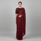 Easy to style Maroon Color Saree with Sparkle Work