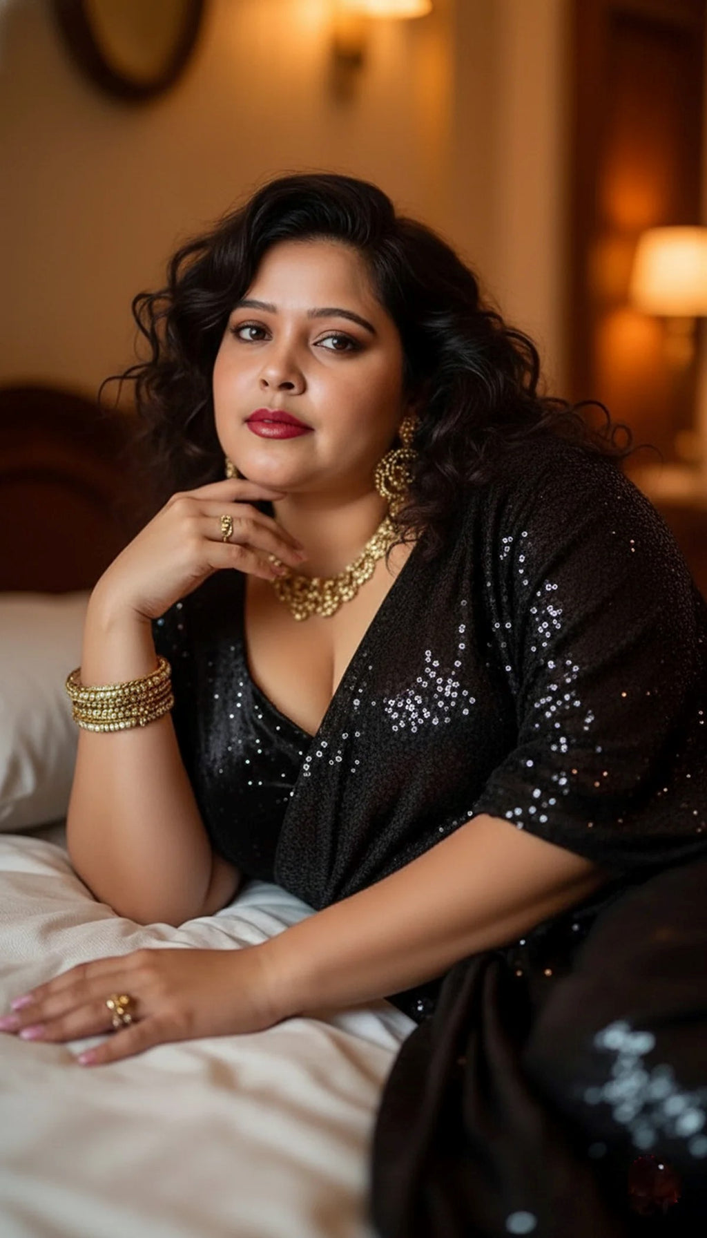 Black Shimmer Georgette Saree with Velvet Blouse