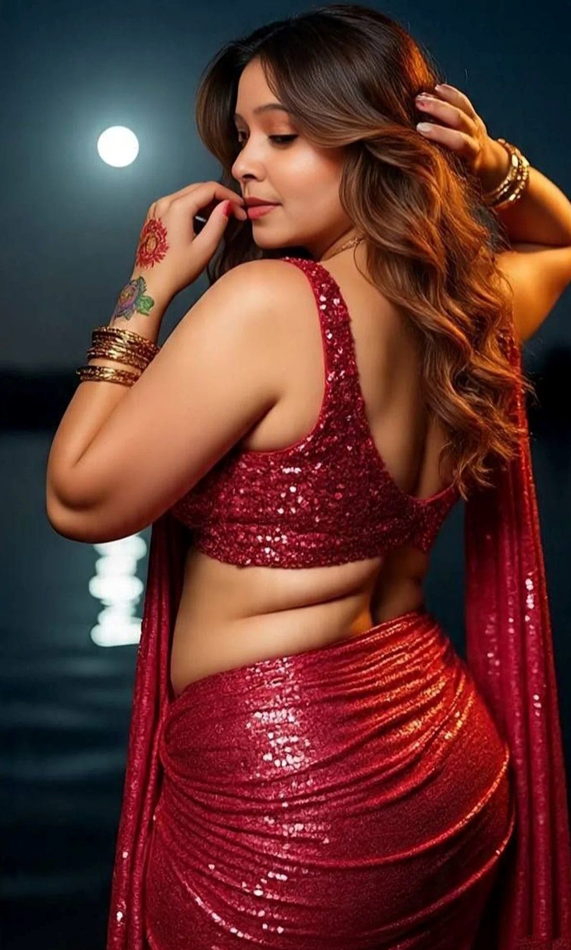 Sparkle Red Georgette Saree with Velvet Blouse