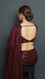 Festive Elegance Maroon Sparkle Georgette Saree
