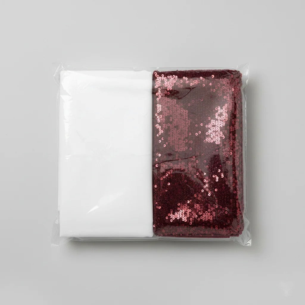 Elegant White Saree with Contrast Maroon Sparkle Velvet Blouse